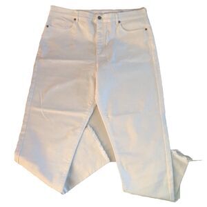 Loft The Skinny High Rise Regular Tall Size 34 White Jeans Raw Hem NWT